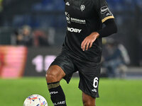 Sebastiano Luperto of Cagliari Calcio is in action during the 11th day of the Serie A Championship between S.S. Lazio and Cagliari Calcio at...