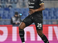 Yerry Mina of Cagliari Calcio is in action during the 11th day of the Serie A Championship between S.S. Lazio and Cagliari Calcio at the Oly...