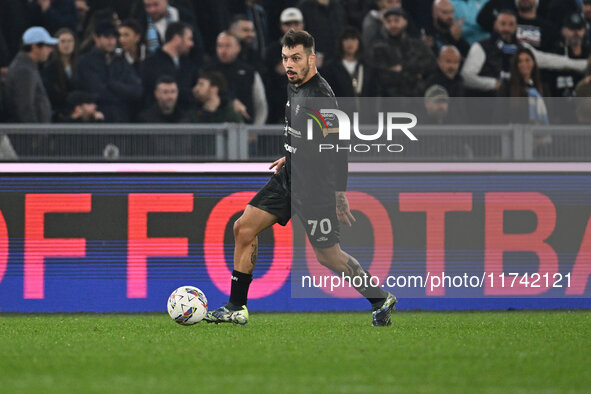 Gianluca Gaetano of Cagliari Calcio is in action during the 11th day of the Serie A Championship between S.S. Lazio and Cagliari Calcio at t...