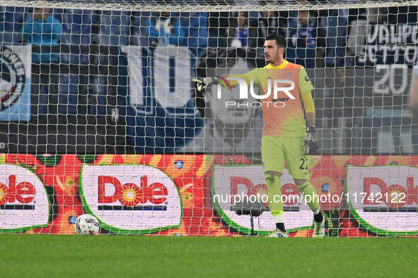 Simone Scuffet of Cagliari Calcio is in action during the 11th day of the Serie A Championship between S.S. Lazio and Cagliari Calcio at the...