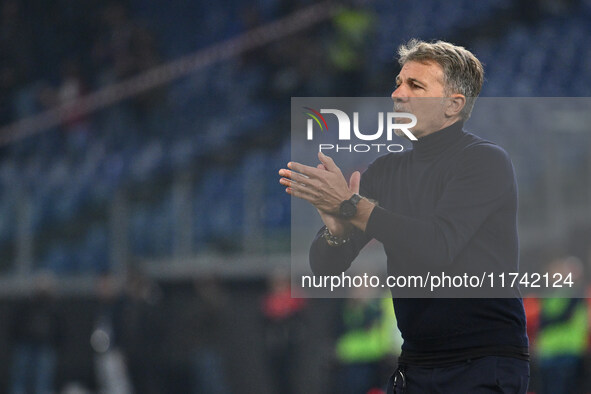 Marco Baroni coaches S.S. Lazio during the 11th day of the Serie A Championship between S.S. Lazio and Cagliari Calcio at the Olympic Stadiu...