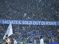 Supporters of S.S. Lazio are in action during the 11th day of the Serie A Championship between S.S. Lazio and Cagliari Calcio at the Olympic...