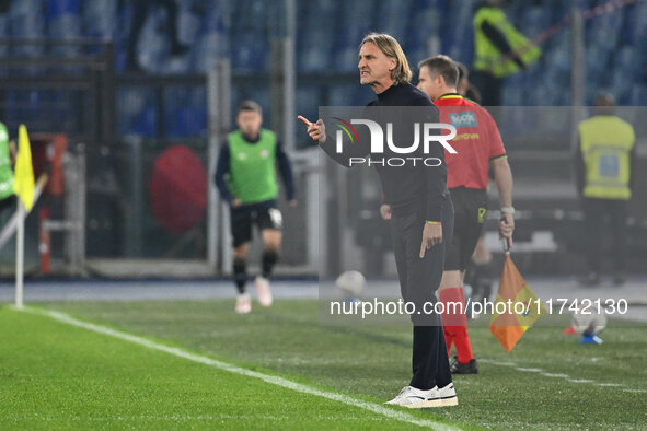 Davide Nicola coaches Cagliari Calcio during the 11th day of the Serie A Championship between S.S. Lazio and Cagliari Calcio at the Olympic...