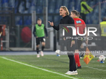 Davide Nicola coaches Cagliari Calcio during the 11th day of the Serie A Championship between S.S. Lazio and Cagliari Calcio at the Olympic...