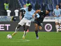 Boulaye Dia of S.S. Lazio and Gabriele Zappa of Cagliari Calcio are in action during the 11th day of the Serie A Championship between S.S. L...