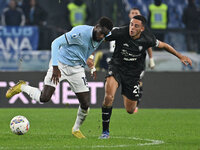 Boulaye Dia of S.S. Lazio and Gabriele Zappa of Cagliari Calcio are in action during the 11th day of the Serie A Championship between S.S. L...