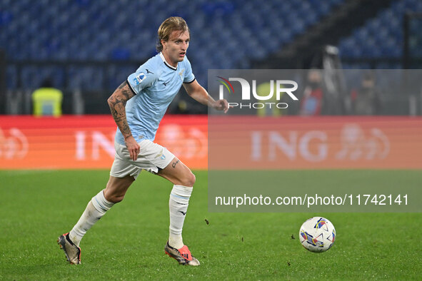 Nicolo Rovella of S.S. Lazio is in action during the 11th day of the Serie A Championship between S.S. Lazio and Cagliari Calcio at the Olym...