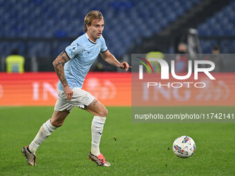 Nicolo Rovella of S.S. Lazio is in action during the 11th day of the Serie A Championship between S.S. Lazio and Cagliari Calcio at the Olym...