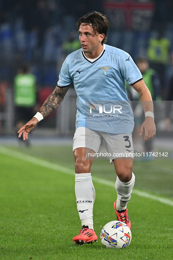 Luca Pellegrini of S.S. Lazio is in action during the 11th day of the Serie A Championship between S.S. Lazio and Cagliari Calcio at the Oly...