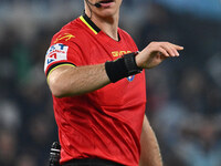 Referee Giovanni Ayroldi officiates during the 11th day of the Serie A Championship between S.S. Lazio and Cagliari Calcio at the Olympic St...