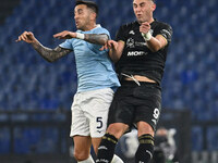 Matias Vecino of S.S. Lazio and Roberto Piccoli of Cagliari Calcio are in action during the 11th day of the Serie A Championship between S.S...