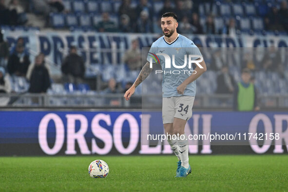 Mario Gila of S.S. Lazio is in action during the 11th day of the Serie A Championship between S.S. Lazio and Cagliari Calcio at the Olympic...