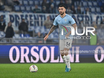 Mario Gila of S.S. Lazio is in action during the 11th day of the Serie A Championship between S.S. Lazio and Cagliari Calcio at the Olympic...