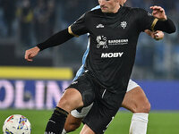 Nadir Zortea of Cagliari Calcio and Luca Pellegrini of S.S. Lazio are in action during the 11th day of the Serie A Championship between S.S....