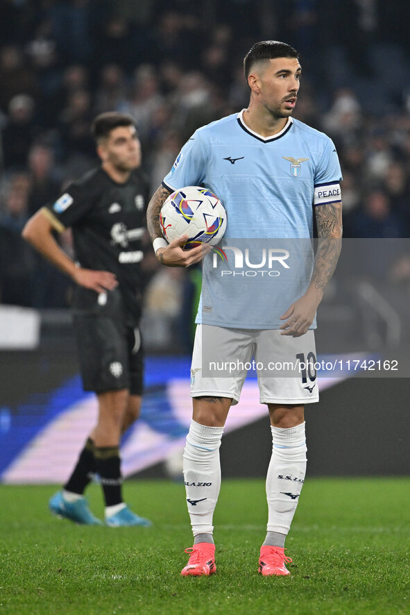 Mattia Zaccagni of S.S. Lazio is in action during the 11th day of the Serie A Championship between S.S. Lazio and Cagliari Calcio at the Oly...