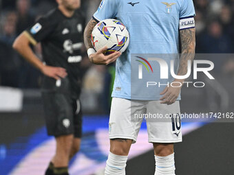 Mattia Zaccagni of S.S. Lazio is in action during the 11th day of the Serie A Championship between S.S. Lazio and Cagliari Calcio at the Oly...