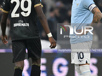 Mattia Zaccagni of S.S. Lazio is in action during the 11th day of the Serie A Championship between S.S. Lazio and Cagliari Calcio at the Oly...