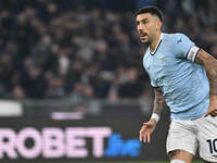 Mattia Zaccagni of S.S. Lazio celebrates after scoring the goal of 2-1 during the 11th day of the Serie A Championship between S.S. Lazio an...