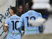 Mattia Zaccagni of S.S. Lazio celebrates after scoring the goal of 2-1 during the 11th day of the Serie A Championship between S.S. Lazio an...