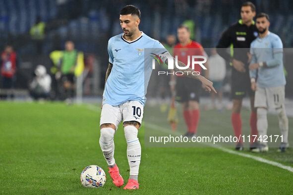 Mattia Zaccagni of S.S. Lazio is in action during the 11th day of the Serie A Championship between S.S. Lazio and Cagliari Calcio at the Oly...