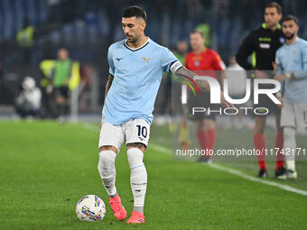 Mattia Zaccagni of S.S. Lazio is in action during the 11th day of the Serie A Championship between S.S. Lazio and Cagliari Calcio at the Oly...