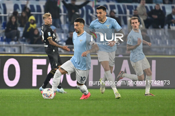 Mattia Zaccagni of S.S. Lazio is in action during the 11th day of the Serie A Championship between S.S. Lazio and Cagliari Calcio at the Oly...