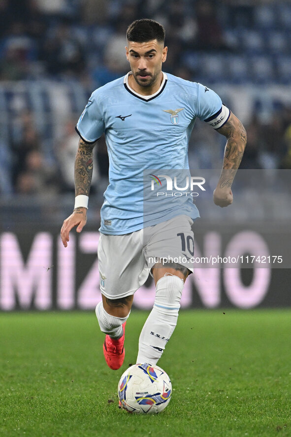 Mattia Zaccagni of S.S. Lazio is in action during the 11th day of the Serie A Championship between S.S. Lazio and Cagliari Calcio at the Oly...