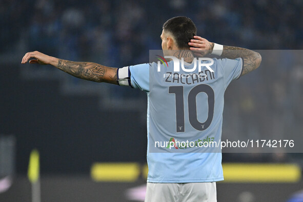 Mattia Zaccagni of S.S. Lazio is in action during the 11th day of the Serie A Championship between S.S. Lazio and Cagliari Calcio at the Oly...