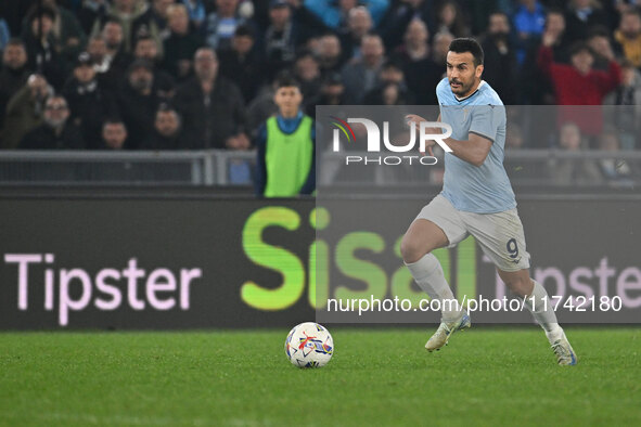 Pedro of S.S. Lazio is in action during the 11th day of the Serie A Championship between S.S. Lazio and Cagliari Calcio at the Olympic Stadi...