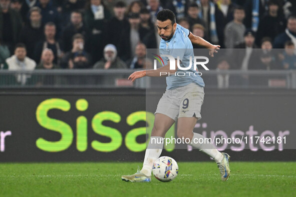 Pedro of S.S. Lazio is in action during the 11th day of the Serie A Championship between S.S. Lazio and Cagliari Calcio at the Olympic Stadi...