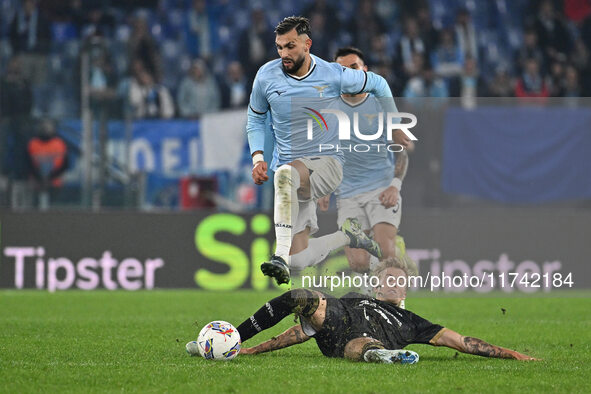 Valentin Castellanos of S.S. Lazio and Mattia Felici of Cagliari Calcio are in action during the 11th day of the Serie A Championship betwee...