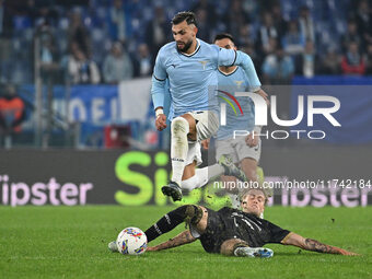 Valentin Castellanos of S.S. Lazio and Mattia Felici of Cagliari Calcio are in action during the 11th day of the Serie A Championship betwee...