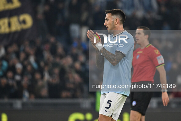 Matias Vecino of S.S. Lazio participates in the 11th day of the Serie A Championship between S.S. Lazio and Cagliari Calcio at the Olympic S...