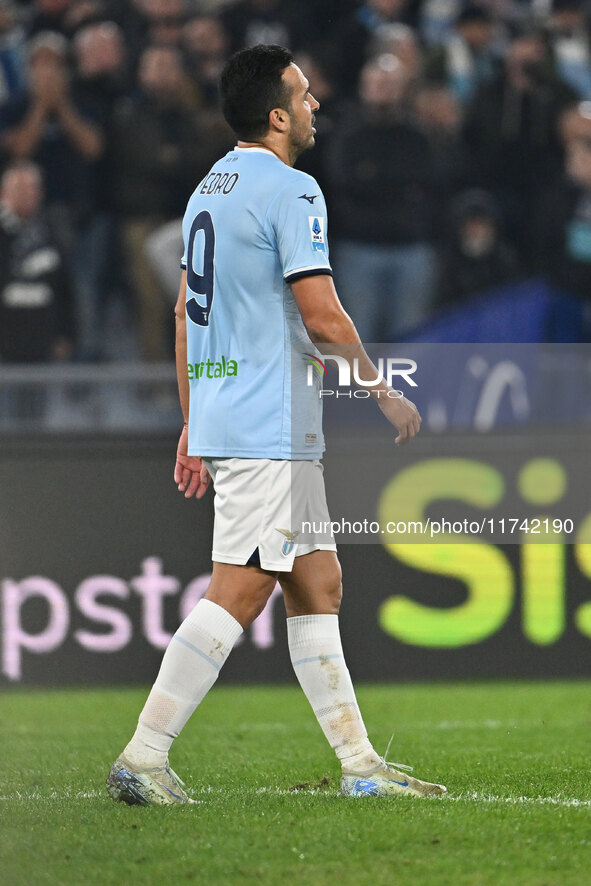 Pedro of S.S. Lazio participates in the 11th day of the Serie A Championship between S.S. Lazio and Cagliari Calcio at the Olympic Stadium i...