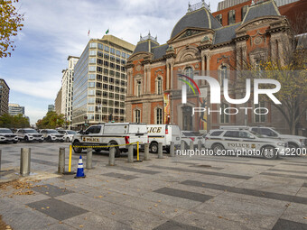 Police cars in Washington DC, United States, on November 4, 2024, ahead of the Presidential Election. (