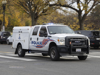 Police cars in Washington DC, United States, on November 4, 2024, ahead of the Presidential Election. (