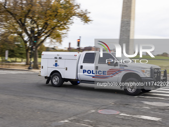 Police cars in Washington DC, United States, on November 4, 2024, ahead of the Presidential Election. (