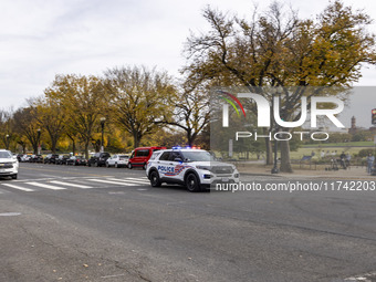 Police cars in Washington DC, United States, on November 4, 2024, ahead of the Presidential Election. (