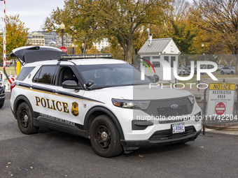 Police cars in Washington DC, United States, on November 4, 2024, ahead of the Presidential Election. (