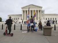 A protest takes place outside the US Supreme Court in Washington DC, United States, on November 4, 2024, ahead of the Presidential Election....