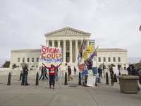 A protest takes place outside the US Supreme Court in Washington DC, United States, on November 4, 2024, ahead of the Presidential Election....