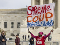 A protest takes place outside the US Supreme Court in Washington DC, United States, on November 4, 2024, ahead of the Presidential Election....