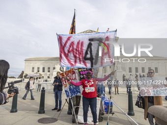 A protest takes place outside the US Supreme Court in Washington DC, United States, on November 4, 2024, ahead of the Presidential Election....