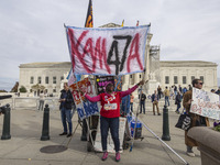 A protest takes place outside the US Supreme Court in Washington DC, United States, on November 4, 2024, ahead of the Presidential Election....