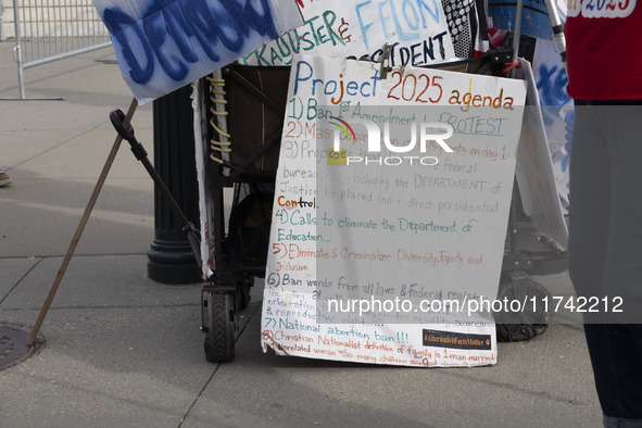 A protest takes place outside the US Supreme Court in Washington DC, United States, on November 4, 2024, ahead of the Presidential Election....