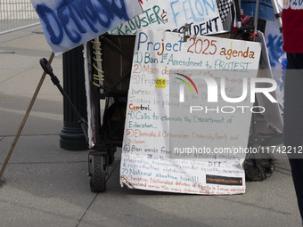 A protest takes place outside the US Supreme Court in Washington DC, United States, on November 4, 2024, ahead of the Presidential Election....