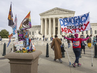 A protest takes place outside the US Supreme Court in Washington DC, United States, on November 4, 2024, ahead of the Presidential Election....