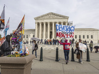 A protest takes place outside the US Supreme Court in Washington DC, United States, on November 4, 2024, ahead of the Presidential Election....