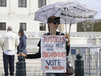 A protest takes place outside the US Supreme Court in Washington DC, United States, on November 4, 2024, ahead of the Presidential Election....