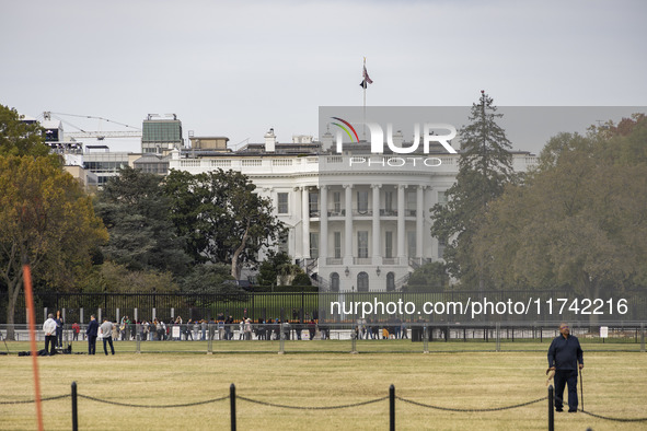 A view of the White House in Washington, United States, on November 4, 2024, ahead of the Presidential Election. 